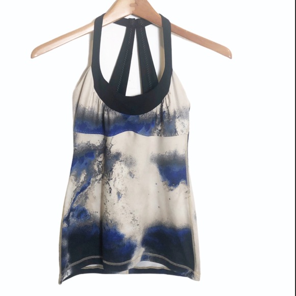 lululemon athletica Tops - Lululemon RacerBack Halter Blue & Tan Top